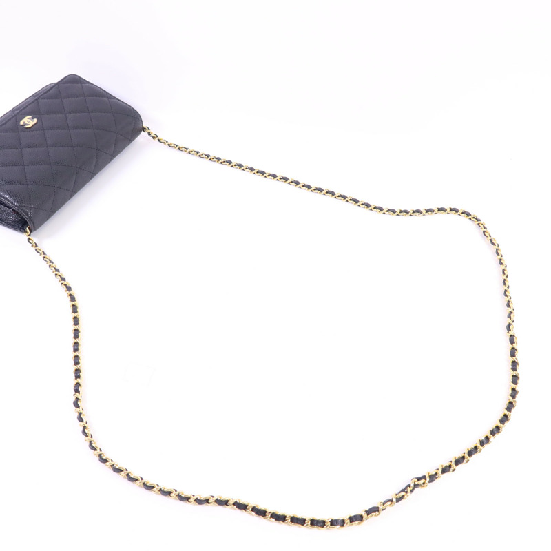 CHANEL 牛皮皮革WOC Wallet On Chain金扣鏈帶肩背袋-4