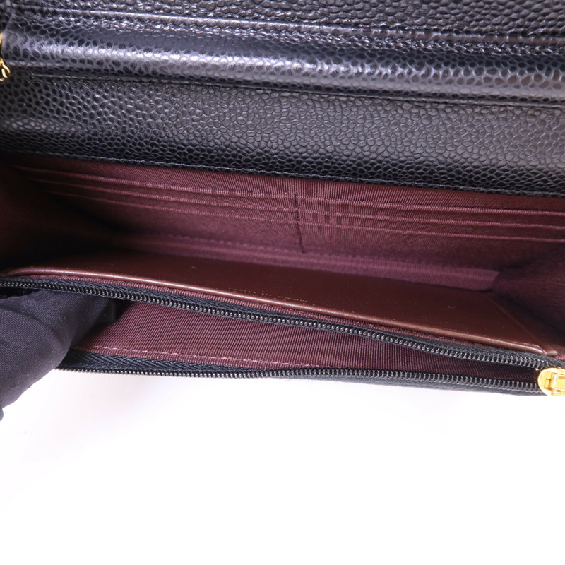 CHANEL 牛皮皮革WOC Wallet On Chain金扣鏈帶肩背袋-5