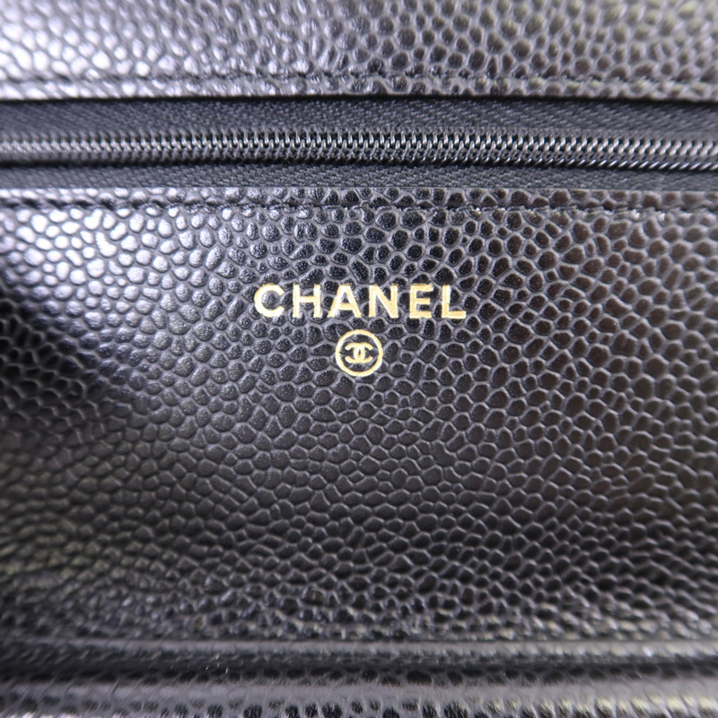CHANEL 牛皮皮革WOC Wallet On Chain金扣鏈帶肩背袋-6