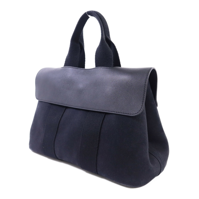 HERMES 帆布Valparaiso PM銀扣手挽袋Noir-2