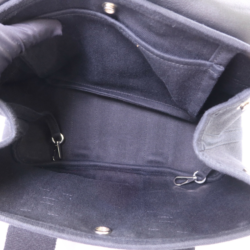 HERMES 帆布Valparaiso PM銀扣手挽袋Noir-5