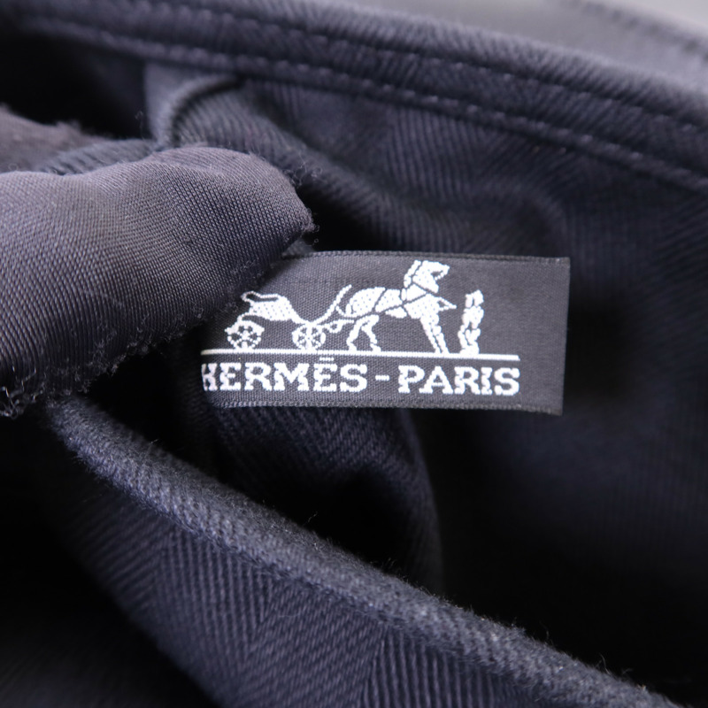 HERMES 帆布Valparaiso PM銀扣手挽袋Noir-6