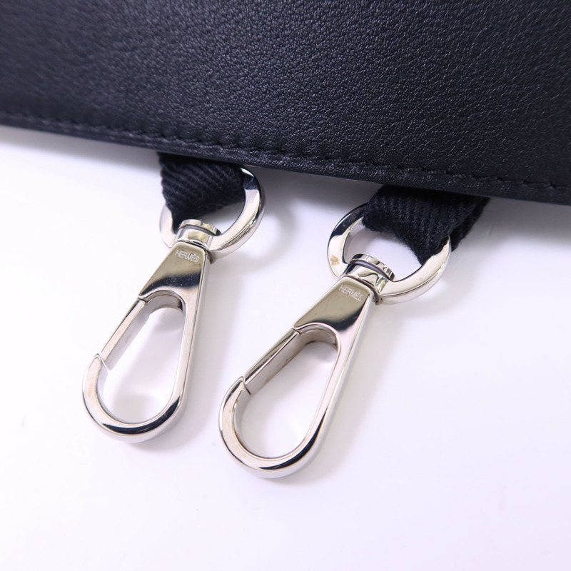 HERMES 帆布Valparaiso PM銀扣手挽袋Noir-8