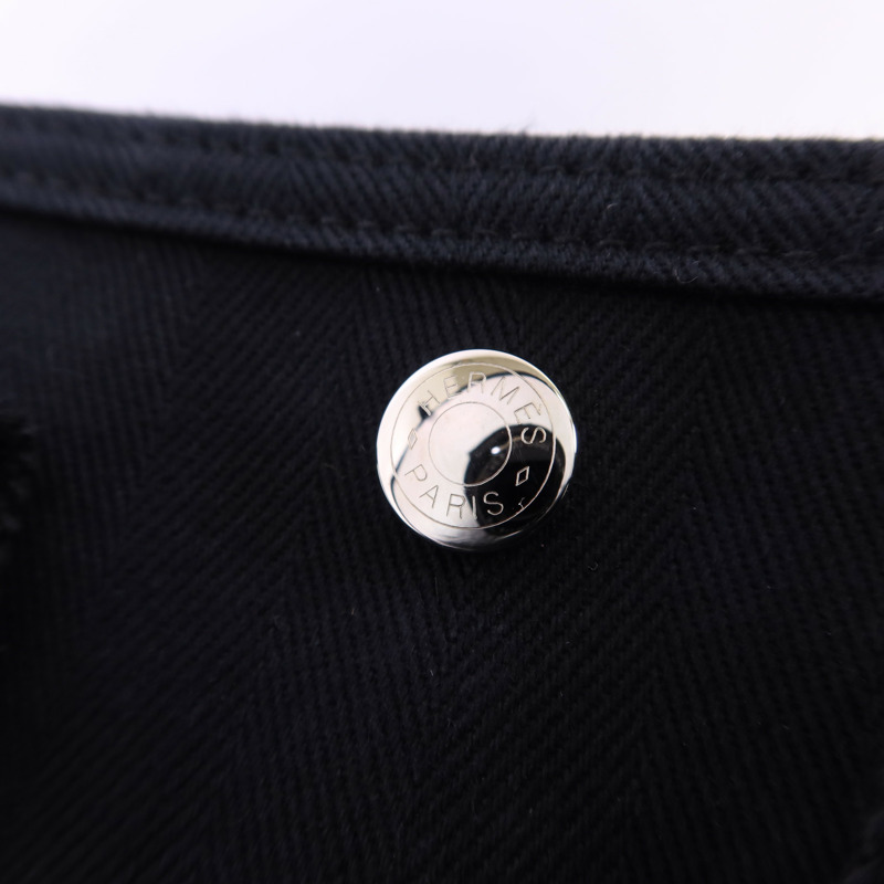 HERMES 帆布Valparaiso PM銀扣手挽袋Noir-9