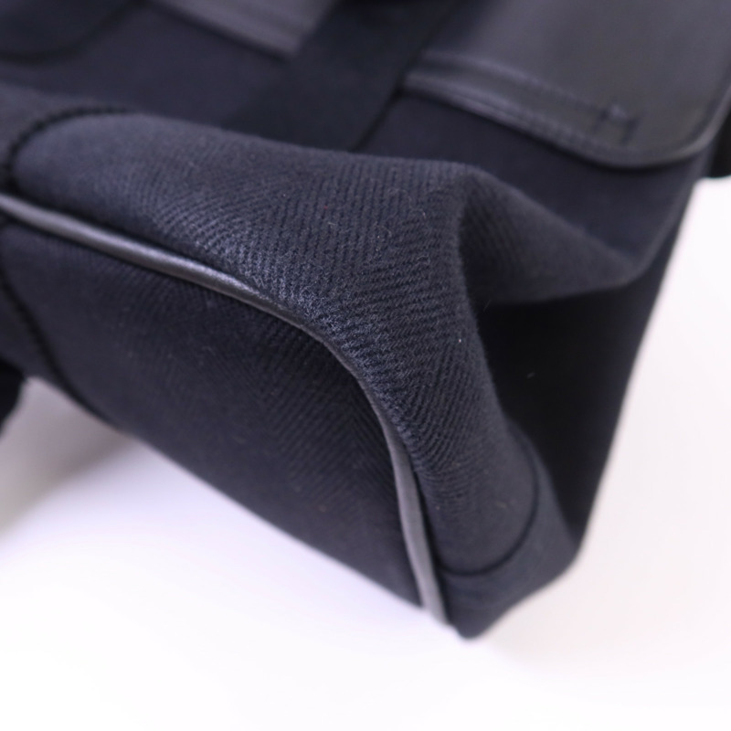 HERMES 帆布Valparaiso PM銀扣手挽袋Noir-16