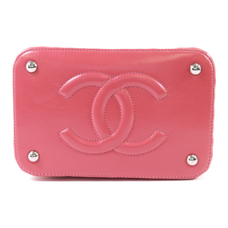 CHANEL 牛皮皮革Wicker Vanity銀扣鏈帶手挽肩背兩用袋-3