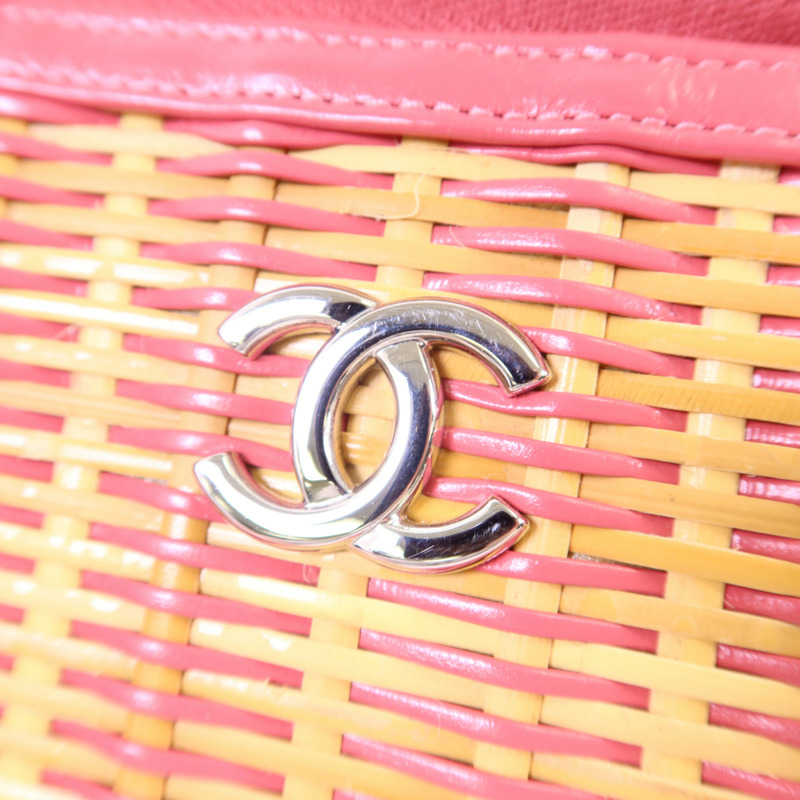 CHANEL 牛皮皮革Wicker Vanity銀扣鏈帶手挽肩背兩用袋-9