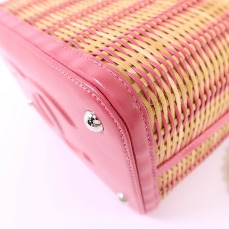 CHANEL 牛皮皮革Wicker Vanity銀扣鏈帶手挽肩背兩用袋-10