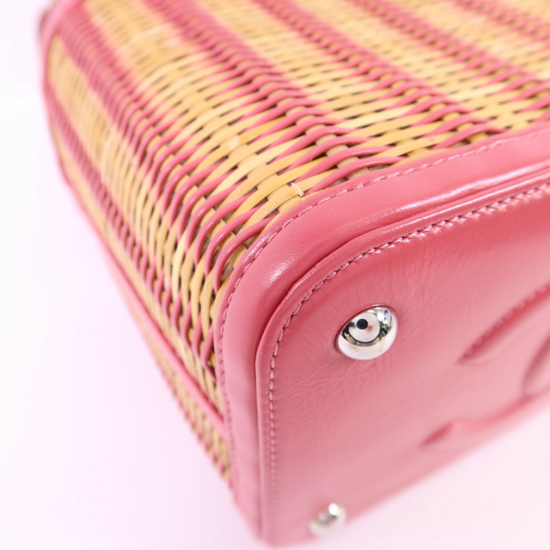 CHANEL 牛皮皮革Wicker Vanity銀扣鏈帶手挽肩背兩用袋-11