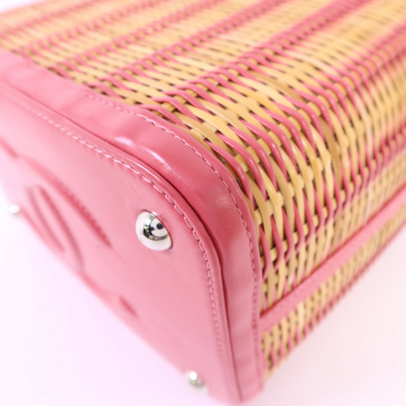 CHANEL 牛皮皮革Wicker Vanity銀扣鏈帶手挽肩背兩用袋-12