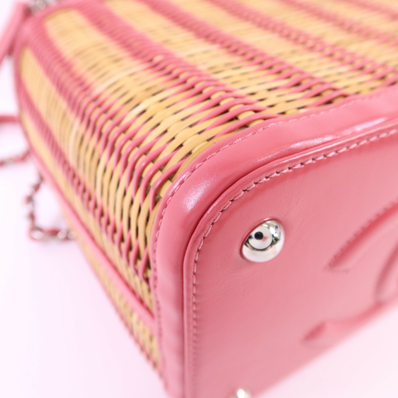 CHANEL 牛皮皮革Wicker Vanity銀扣鏈帶手挽肩背兩用袋-13