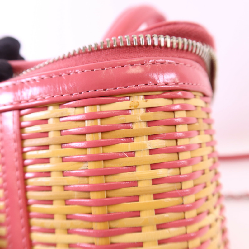 CHANEL 牛皮皮革Wicker Vanity銀扣鏈帶手挽肩背兩用袋-16