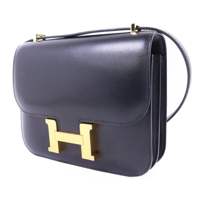 HERMES Box Calf皮革Constance Mini金扣肩背袋Noir-2