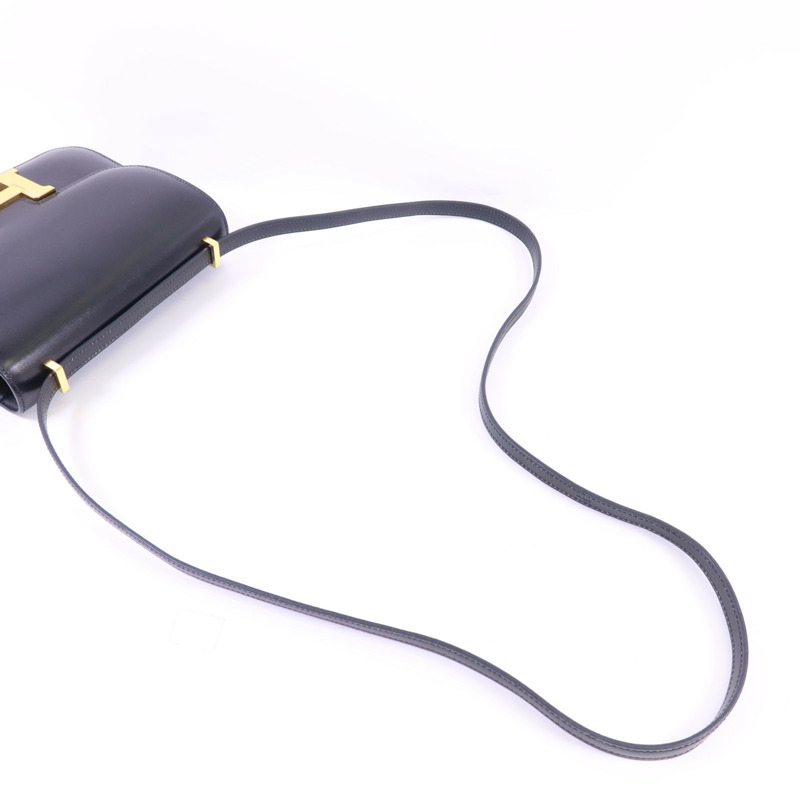 HERMES Box Calf皮革Constance Mini金扣肩背袋Noir-4