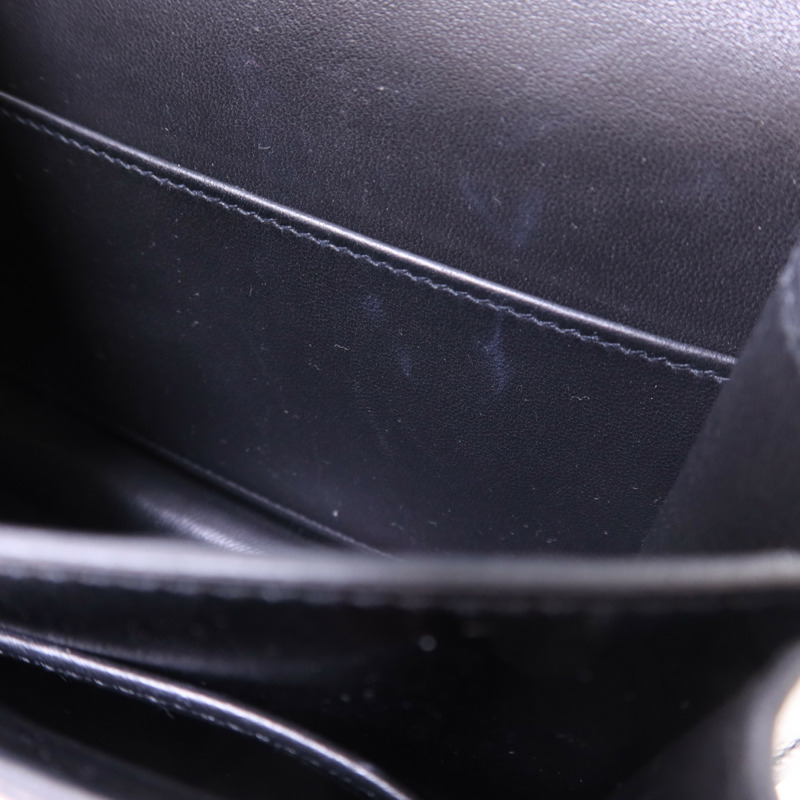 HERMES Box Calf皮革Constance Mini金扣肩背袋Noir-20