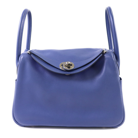 HERMES Swift皮革Lindy 26銀扣手挽肩背兩用袋Bleu Brighton
