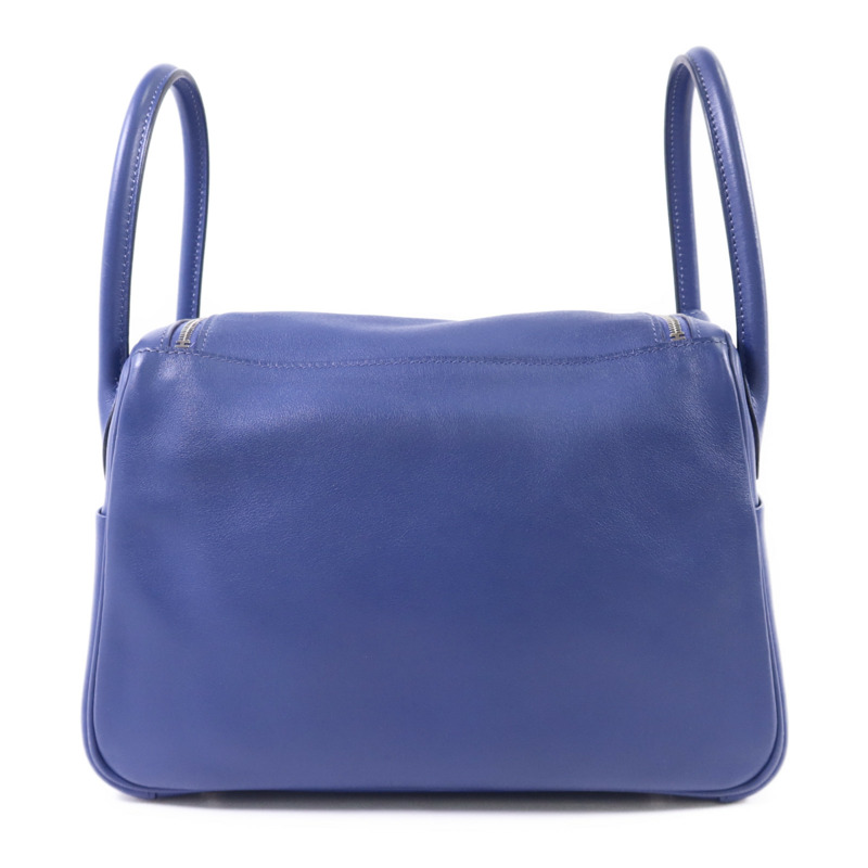 HERMES Swift皮革Lindy 26銀扣手挽肩背兩用袋Bleu Brighton-1