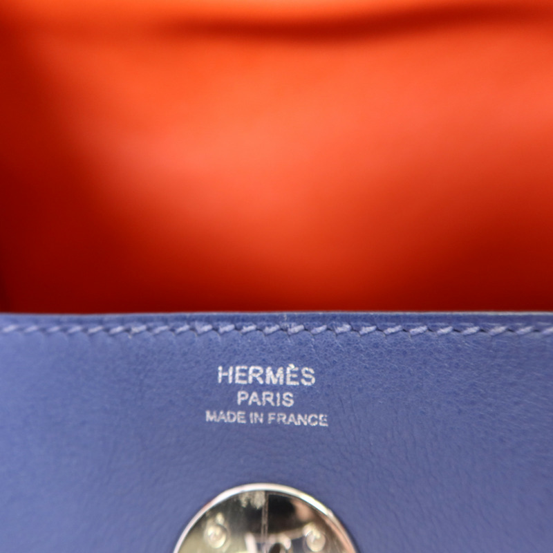 HERMES Swift皮革Lindy 26銀扣手挽肩背兩用袋Bleu Brighton-6