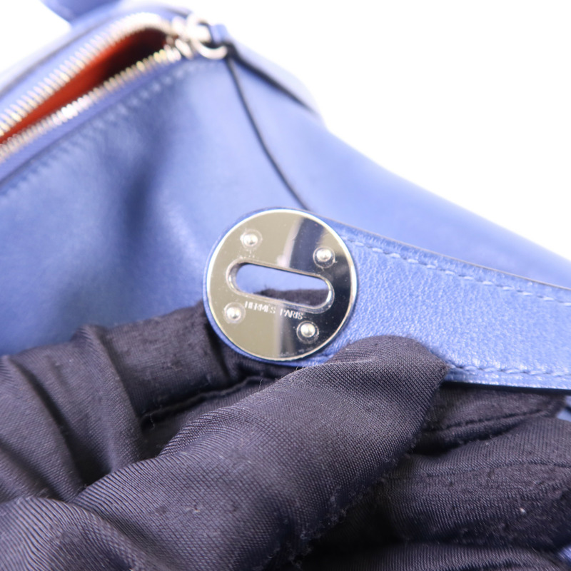 HERMES Swift皮革Lindy 26銀扣手挽肩背兩用袋Bleu Brighton-8