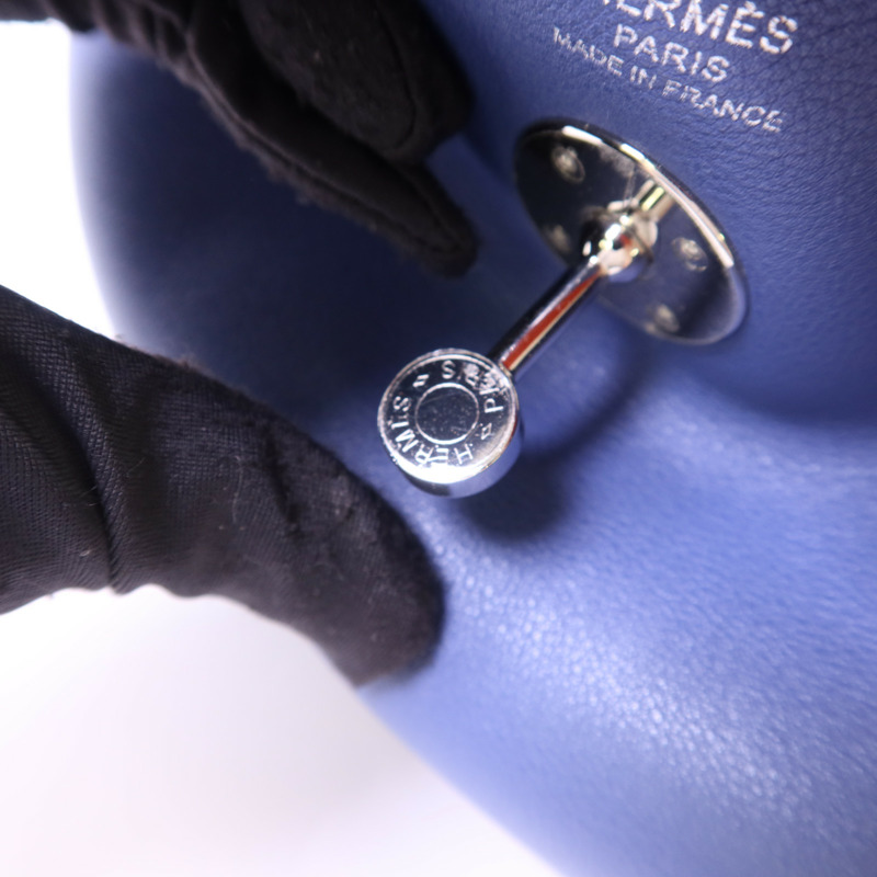 HERMES Swift皮革Lindy 26銀扣手挽肩背兩用袋Bleu Brighton-9
