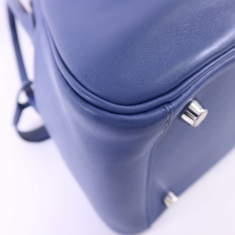 HERMES Swift皮革Lindy 26銀扣手挽肩背兩用袋Bleu Brighton-11