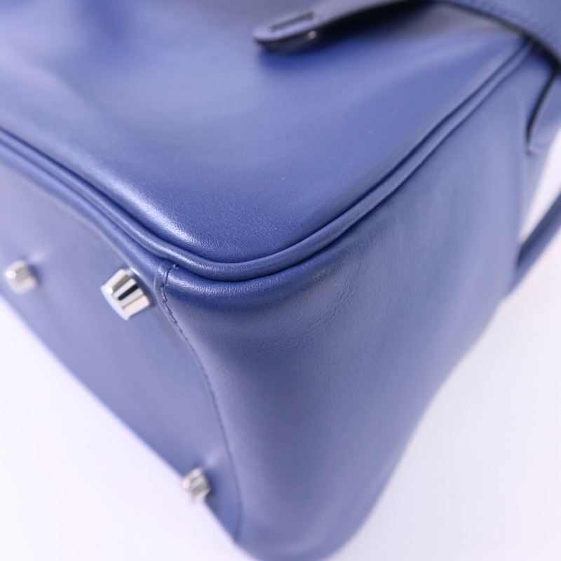 HERMES Swift皮革Lindy 26銀扣手挽肩背兩用袋Bleu Brighton-12