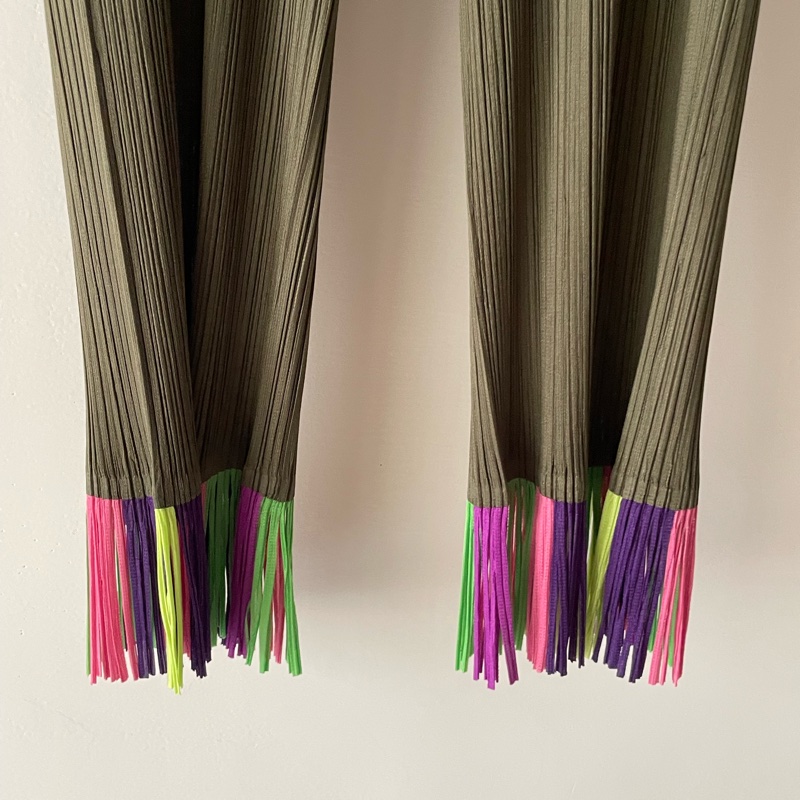 ▪️富貴選物FUGUEI▪️三宅一生PP 橄欖綠 彩色流蘇褲-1