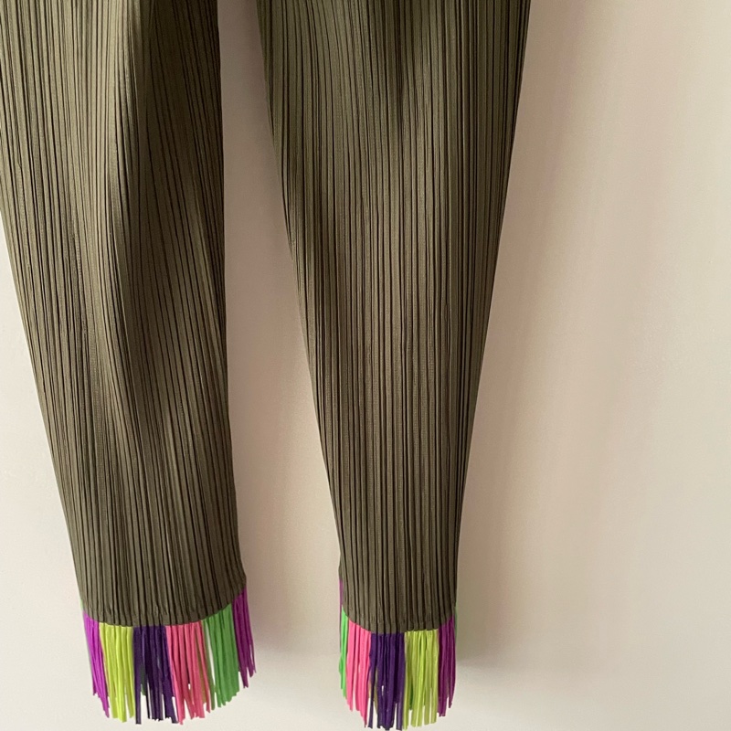 ▪️富貴選物FUGUEI▪️三宅一生PP 橄欖綠 彩色流蘇褲-5