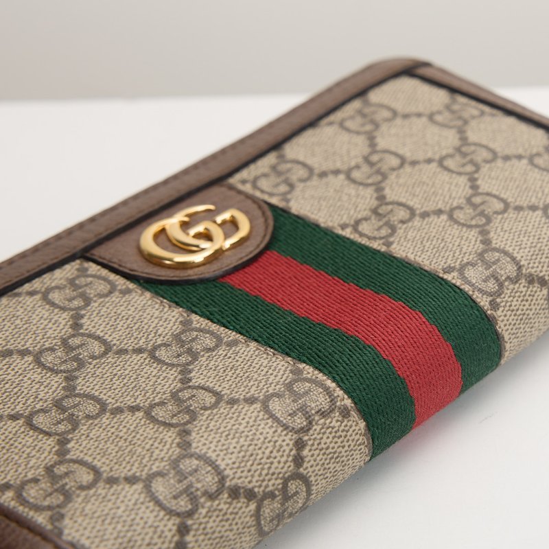 二手Gucci ophidia 拉鍊長夾 老花-6