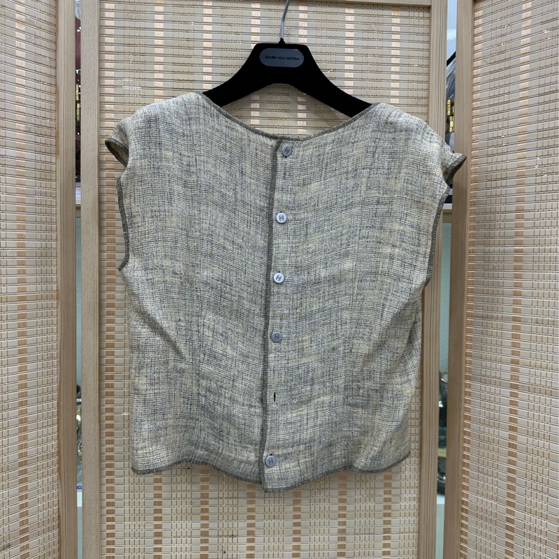 Chanel 香奈兒無袖短版棉麻T卹38碼-0