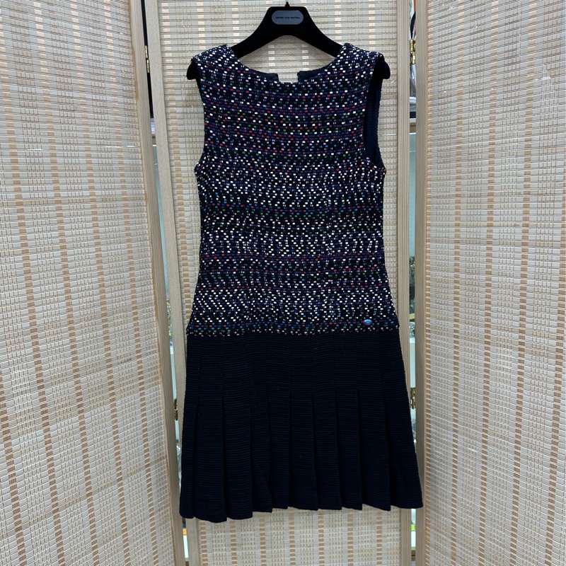 Chanel 彩色編織無袖洋裝 38碼-0