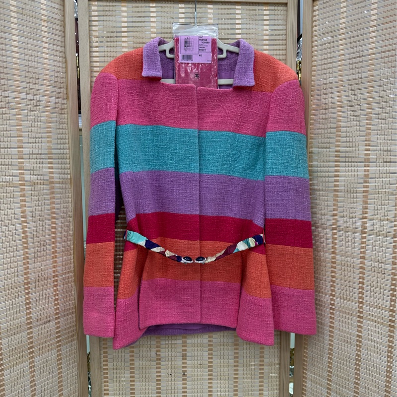 Chanel 香奈兒首爾系列立領虹彩粗呢琉璃扣短外套 40碼-0