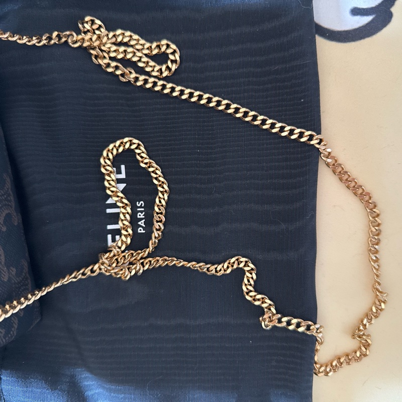 celine 老花貝殼包/標誌印花及羊皮革飾鍊手提包-3