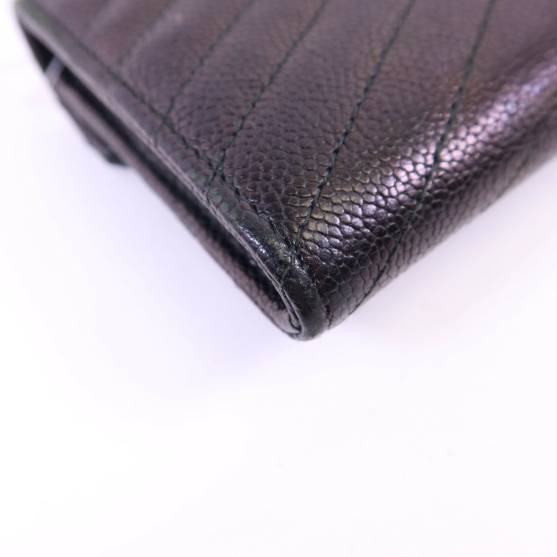 CHANEL 牛皮皮革Long Wallet銀扣長錢包-11