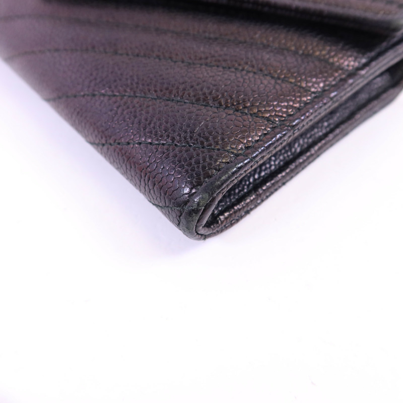 CHANEL 牛皮皮革Long Wallet銀扣長錢包-12