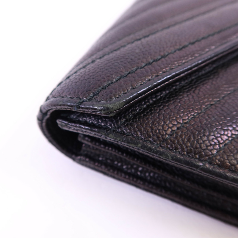 CHANEL 牛皮皮革Long Wallet銀扣長錢包-16