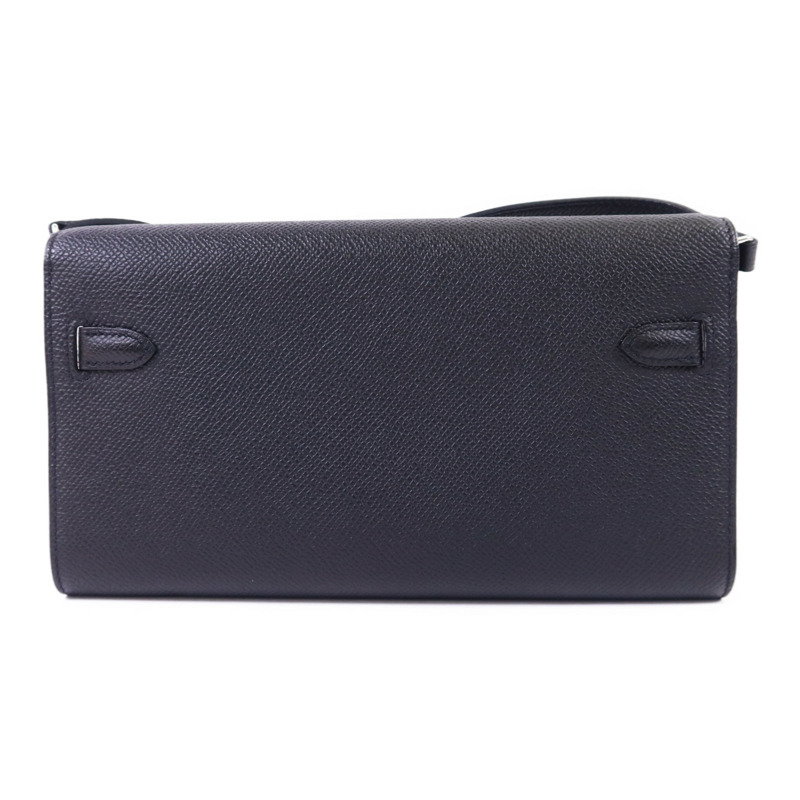 HERMES Epsom皮革Kelly To Go銀扣肩背袋Noir-1
