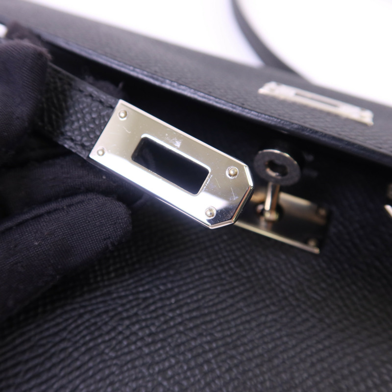HERMES Epsom皮革Kelly To Go銀扣肩背袋Noir-8