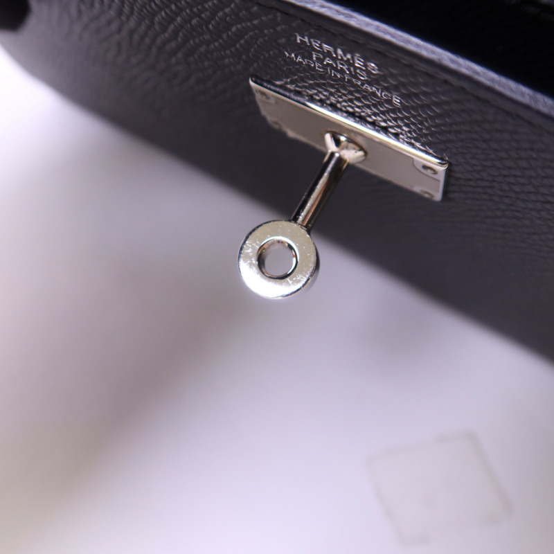 HERMES Epsom皮革Kelly To Go銀扣肩背袋Noir-9