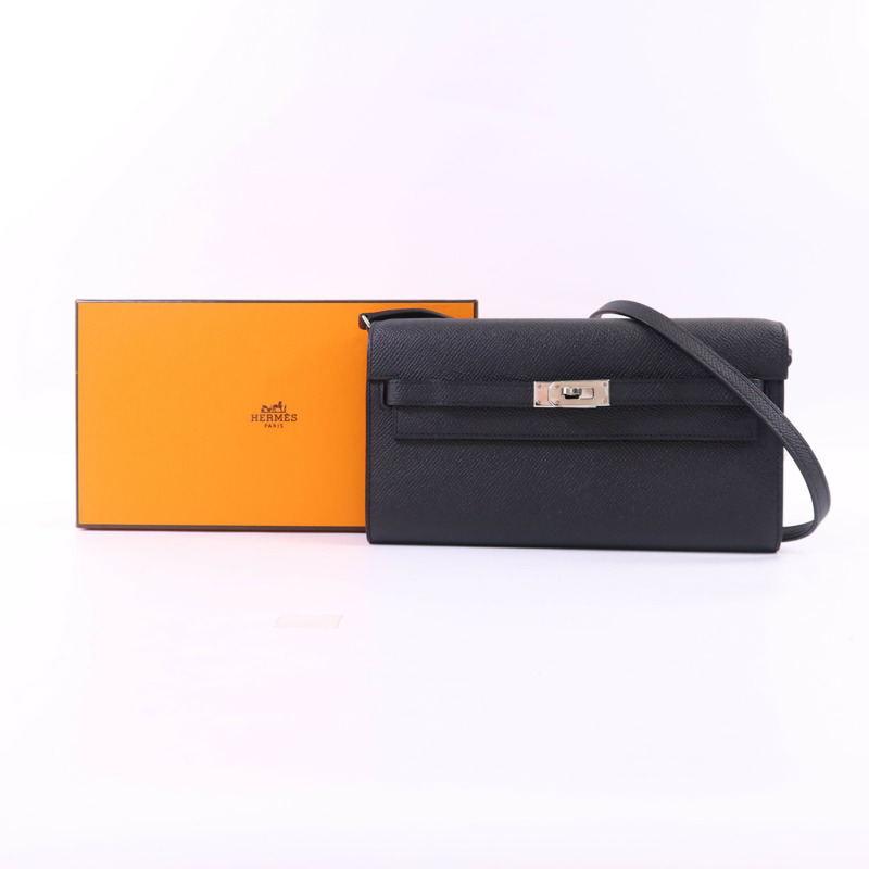 HERMES Epsom皮革Kelly To Go銀扣肩背袋Noir-15