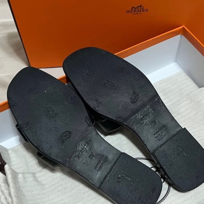Hermes Oran 黑色 拖鞋-2