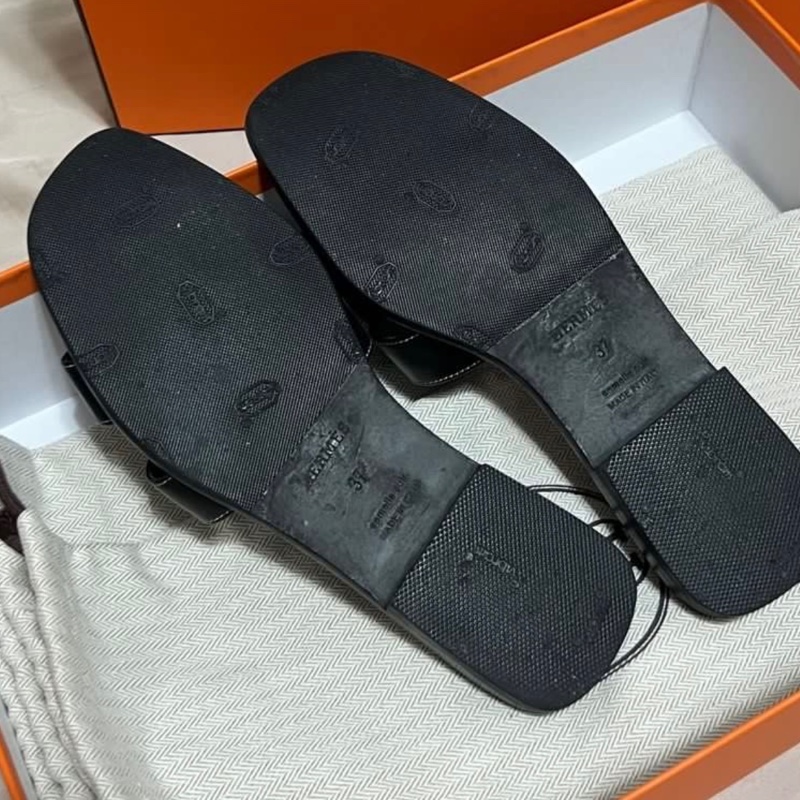 Hermes Oran 黑色 拖鞋-6