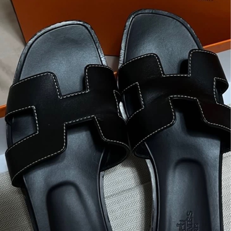 Hermes Oran 黑色 拖鞋-7