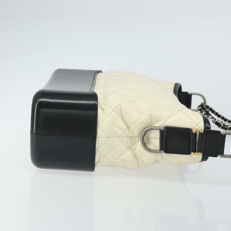 【日本直送】香奈兒 (CHANEL) 鏈 Gabriel de Chanel 單肩包 小牛皮 白色 金色 CC 標誌 Auth 161659-2