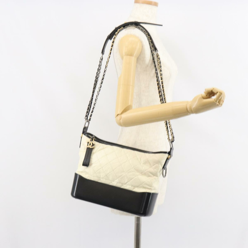 【日本直送】香奈兒 (CHANEL) 鏈 Gabriel de Chanel 單肩包 小牛皮 白色 金色 CC 標誌 Auth 161659-22