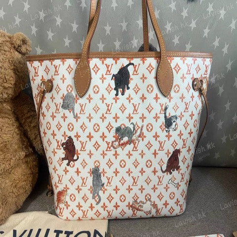 LV 白色猫狗 Neverfull