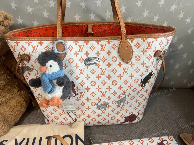 LV 白色猫狗 Neverfull-1