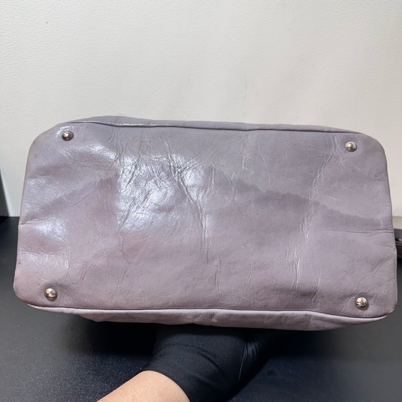 Miu Miu • 油臘皮霧霾灰紫色托特包 Tote-4