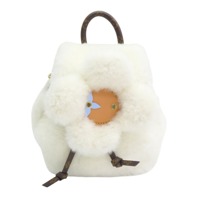 白色毛絨 棕色原花帆布 Viv-ified 後背包 兩用包【LOUIS VUITTON LV 路易威登】 M26246-0