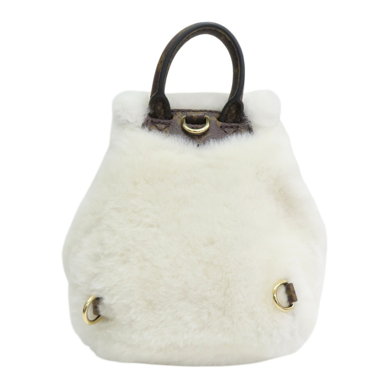 白色毛絨 棕色原花帆布 Viv-ified 後背包 兩用包【LOUIS VUITTON LV 路易威登】 M26246-1
